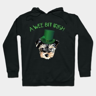 A Wee Bit  Irish Cute Yorkshire Terrier with Leprechaun Hat Hoodie